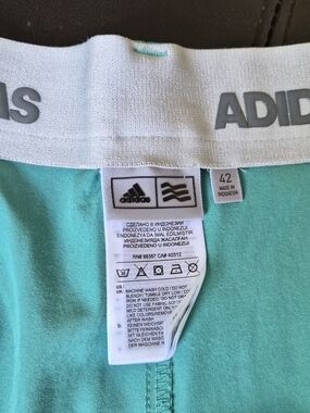 adidas Teal Athletic Shorts with White Waistband